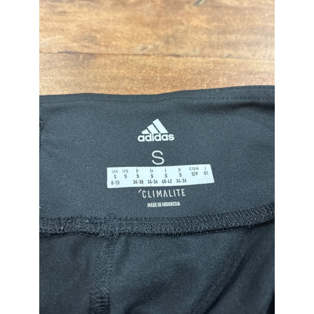 Adidas Climalite Capri Womens Leggings Black/White Logo S Stretch Activewear - Picture 4 of 10